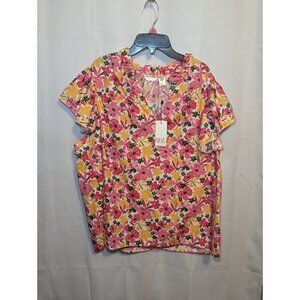 Kaktus Women's Floral Spring Colored Short Sleeve Blouse Size XXL